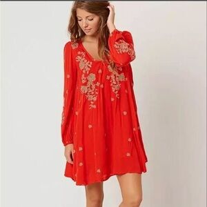 Free people womens size medium red boho mini dress